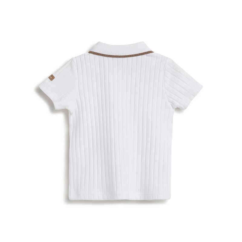 Boys White Solid Short Sleeve Polo image number 1